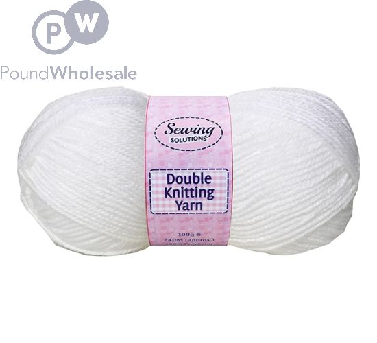 SEWING SOLUTIONS DOUBLE KNITTING YARN WOOL WHITE 100G