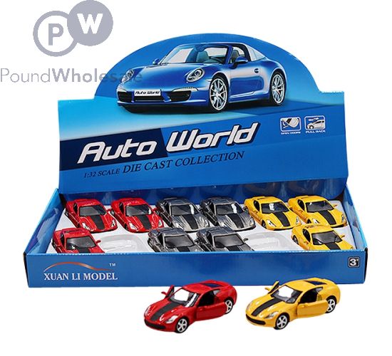 DIE-CAST METAL ALLOY 1:32 SCALE PULL-BACK SPORTS CAR