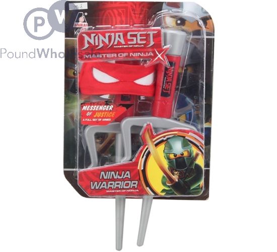 Red Ninja Eye-Mask & Ninja Knives Set