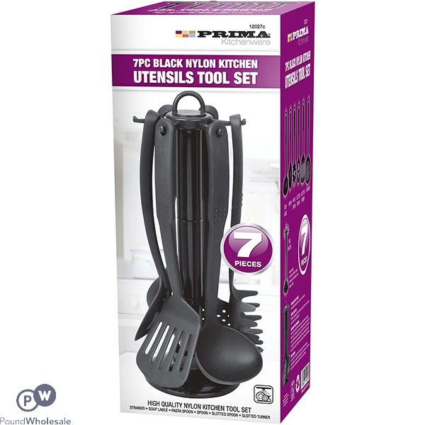 Prima Black Nylon Kitchen Utensils Tool Set 7pc