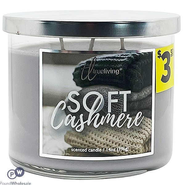 True Living 3 Wick Soft Cashmere Scented Jar Candle 14oz