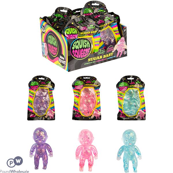 Squish Squeeze Glitter Sugar Baby Squish Toy Cdu Assorted Colours