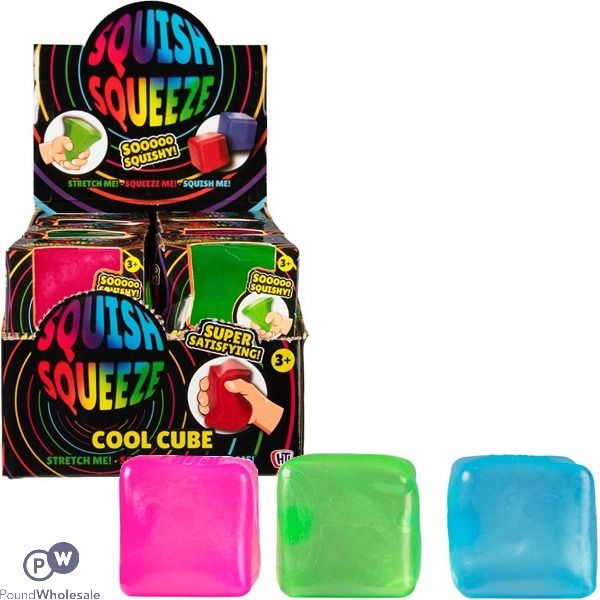 Squish Squeeze Cool Ice Cube Squish Toy Cdu Assorted Colours