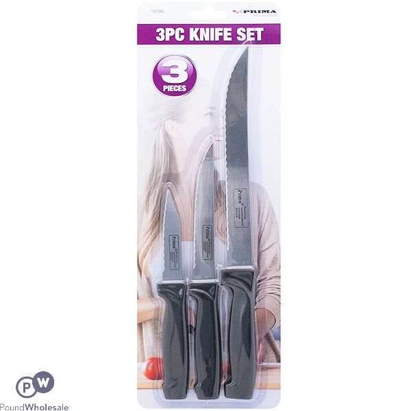 Prima Stainless Steel Serrated Kitchen Knife Set 3pc