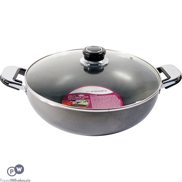 Prima Non-stick Double Handle Wok With Lid 28cm