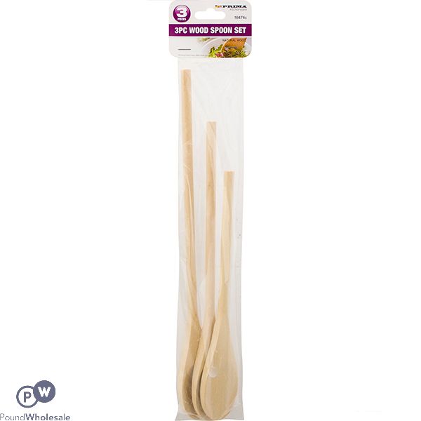 Prima Wooden Spoon Set Assorted Sizes 3pc
