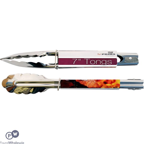 Prima Stainless Steel Scalloped Tongs 7"