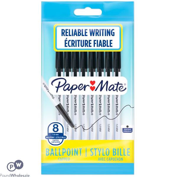 Paper Mate Medium Black Ballpoint Pens 8 Pack