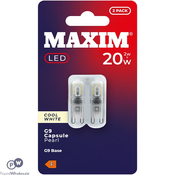 Maxim 2w=20w Cool White G9 Capsule Led Light Bulb 2 Pack