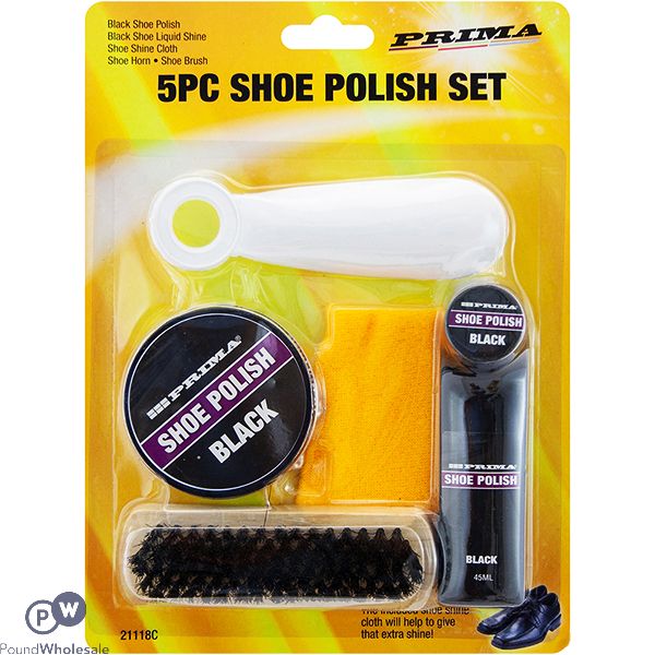 Prima Black Shoe Polish Set 5pc