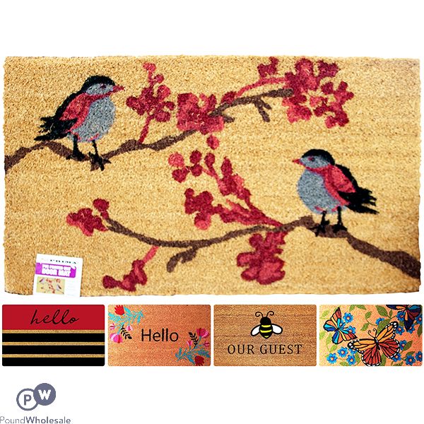 Prima Pvc Natural Coir Printed Nature Door Mat Assorted 45cm X 75cm