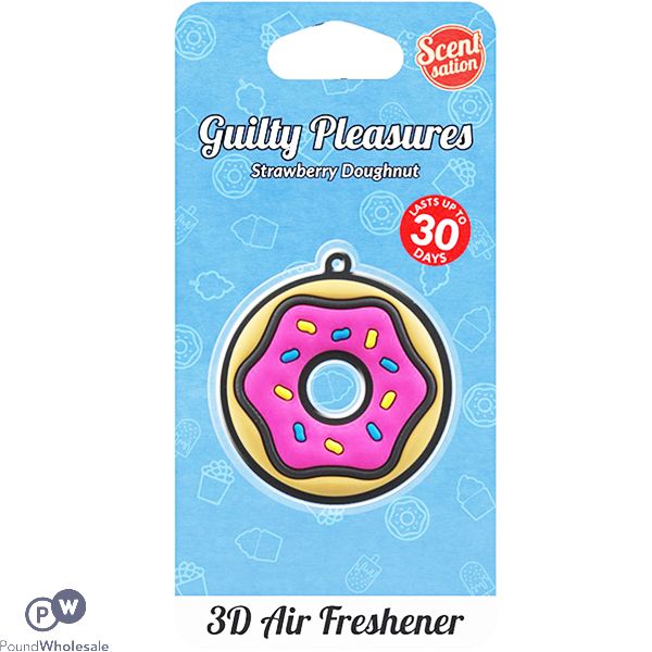 Guilty Pleasures Strawberry Doughnut 3d Car Air Freshener