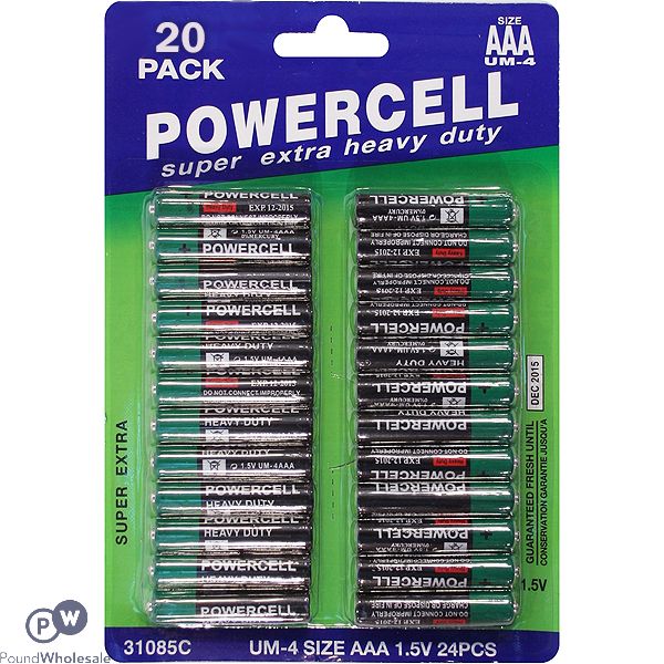Powercell Um-4 Aaa 1.5v Batteries 20pk
