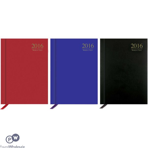 A4 Diary Week To Veiw Hard Back With Textured Paper Covering