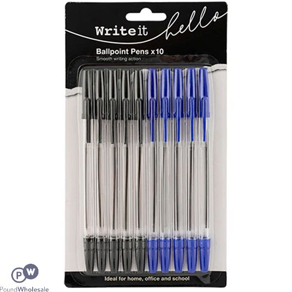 Write It Assorted Colours Ballpoint Pens 10 Pack