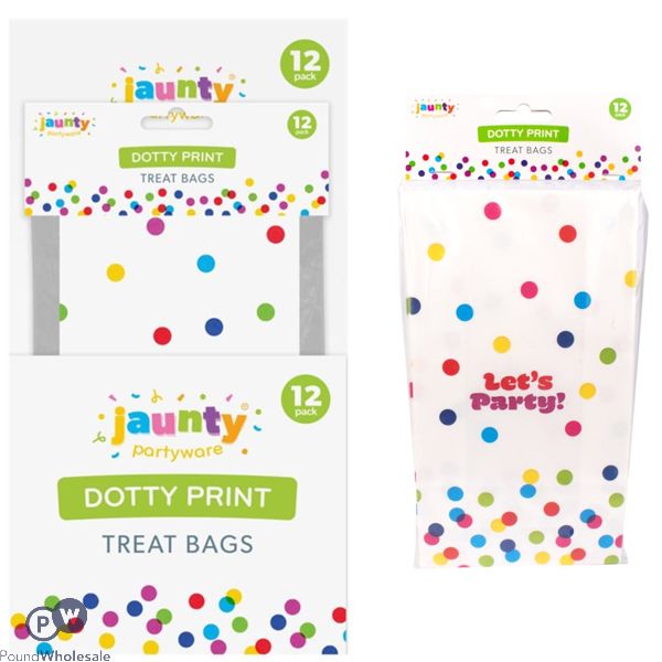 Jaunty Dotty Print Party Treat Bags 12 Pack