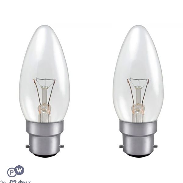 Status 40w Small Bayonet Cap Clear Candle Bulb 2 Pack