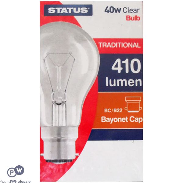 Status 40w Bayonet Cap Round Clear Bulb