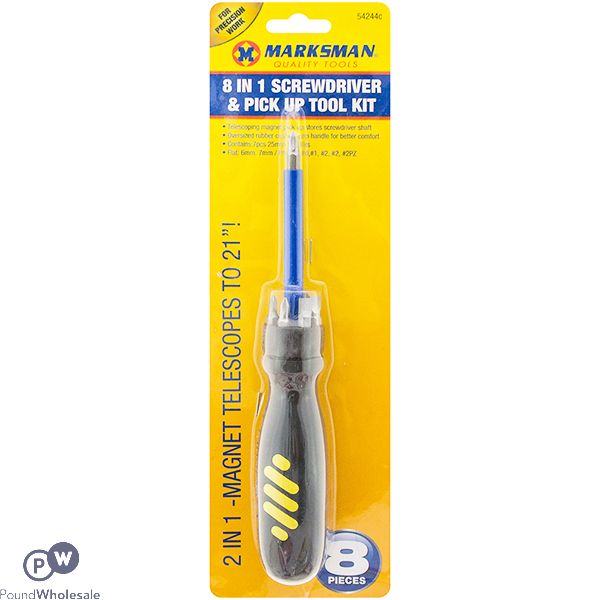 Marksman 8-in-1 Screwdriver & Pick Up Tool Kit 8pc