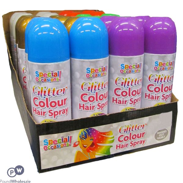 Glitter Colour Hair Spray In Cdu 6 Assorted Colours 200ml