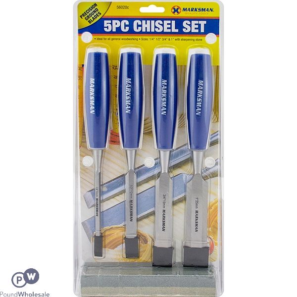 Marksman Chisel Set With Sharpening Stone 5pc