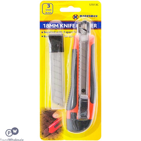 Marksman Snap Off Knife Cutter 18mm With 3 Replacement Blades