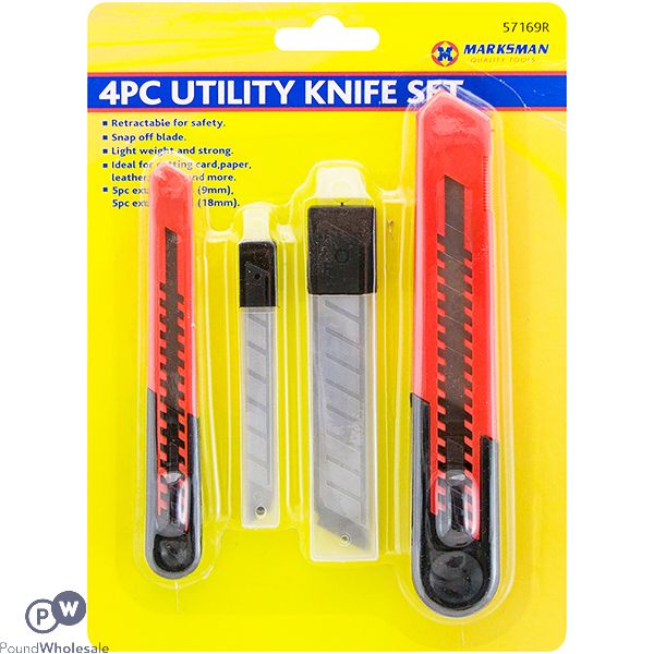 Marksman Snap-off Utility Knife & Spare Blade Set 4pc