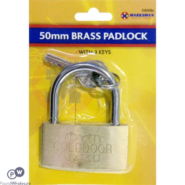 Marksman 50mm Brass Padlock With 3 Keys