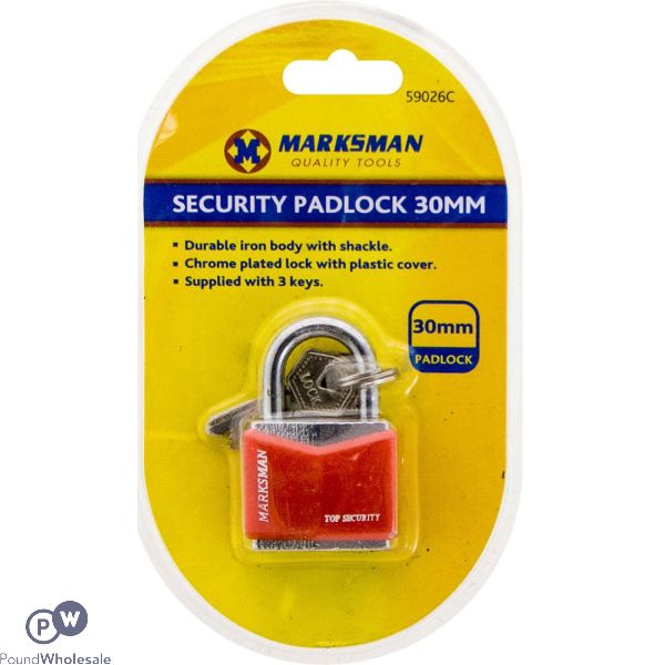 Marksman 30mm Security Padlock With 3 Keys