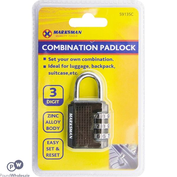Marksman 3-digit Combination Zinc Alloy Padlock