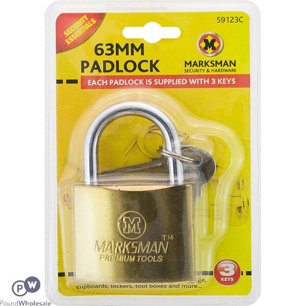 Marksman 63mm Brass-plated Padlock With 3 Keys