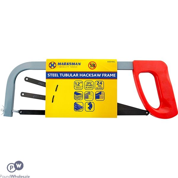 Marksman Steel Tubular Hacksaw Frame 12" With 2 Spare Blades