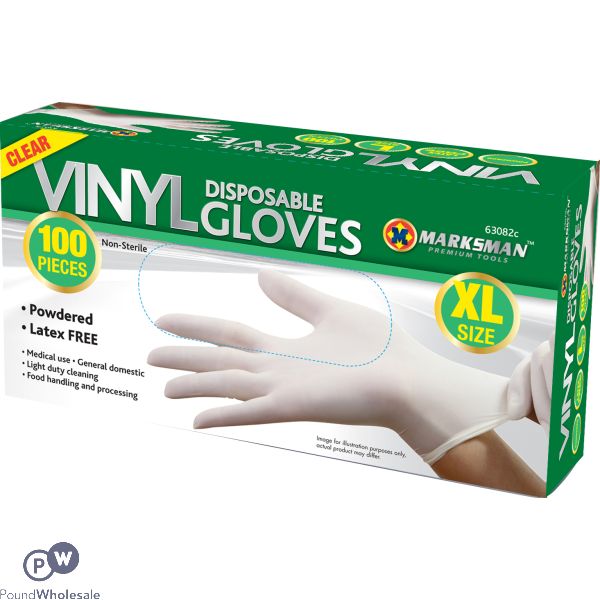 Clear Vinyl Powdered Gloves Extra Large