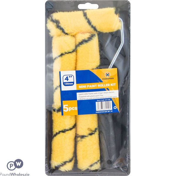 Marksman 4" Mini Tiger Stripe Paint Roller Set 5pc