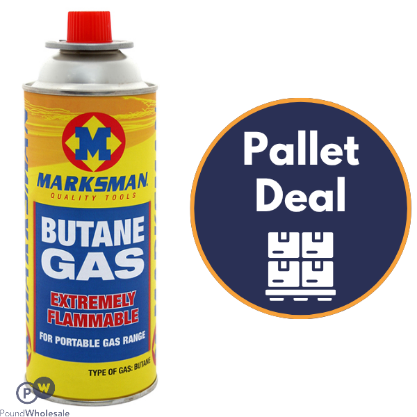 Marksman Butane Gas Cartridge Shrink Wrapped 4 Pack Pallet Deal