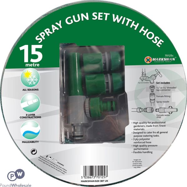 Marksman 15m 1/2" & 3/4" Pvc Spray Gun Set With Hose