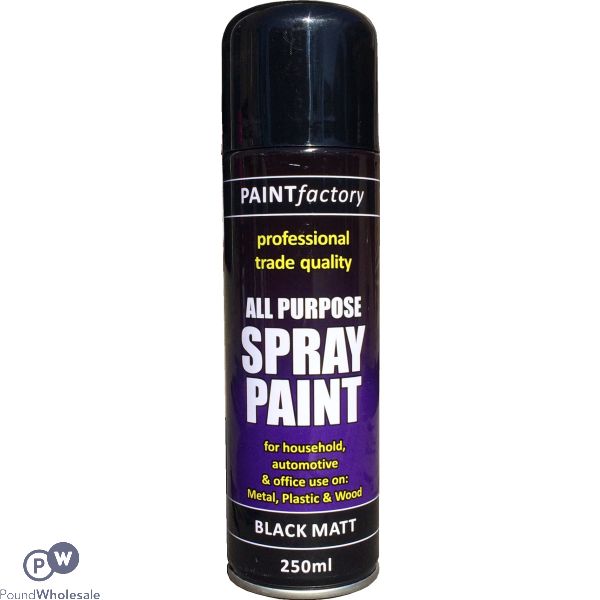 Paint Factory Household Matt Black Spray Paint 250ml 