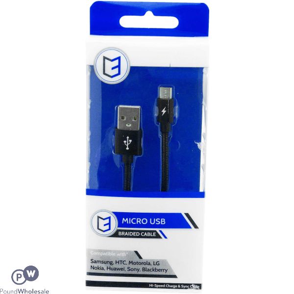 Vibe Micro Usb Black Braided Cable 1m