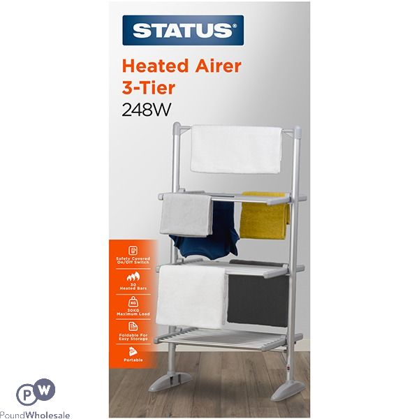 Status 248w 3-tier Foldable Heated Clothes Airer 62cm X 58cm X 103cm
