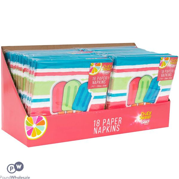 Bello Stripe Lolly Paper Napkins 18 Pack Cdu