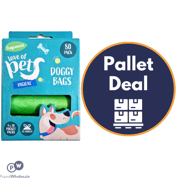 Love Of Pets Fragranced Doggy Bags 80 Pack 32cm X 36cm Pallet Deal