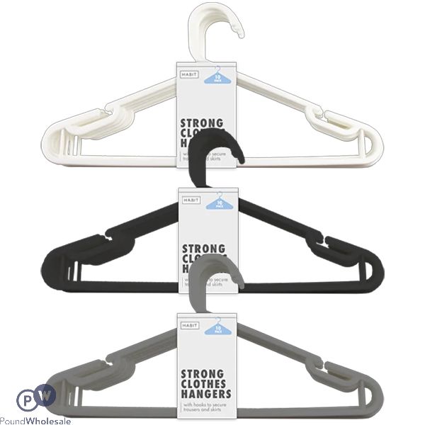 Habit Strong Plastic Clothes Hangers 10 Pack Assorted Colours