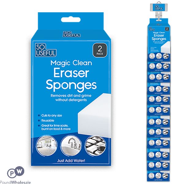 So Useful Cleaning Eraser Sponge 2 Pack Clip Strip