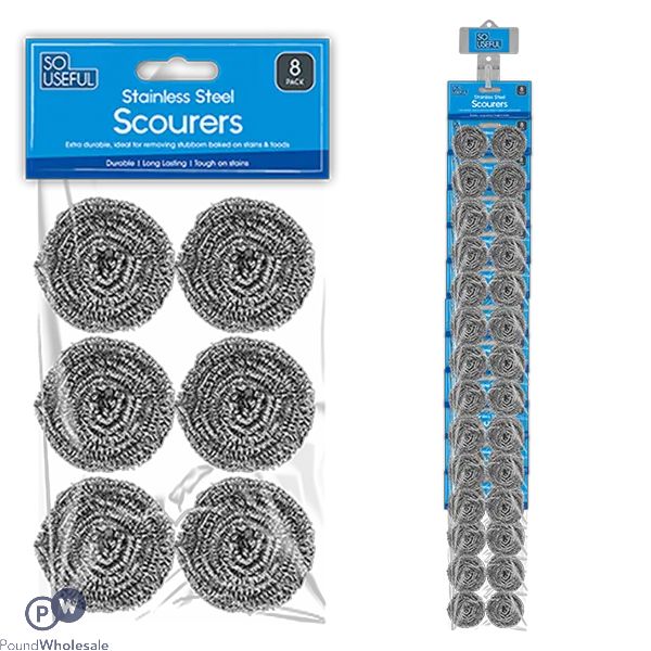 So Useful Stainless Steel Scourers 8 Pack Cdu