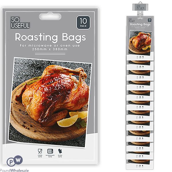 So Useful Microwave & Oven Roasting Bags 25cm X 38cm 10 Pack Clip Strip