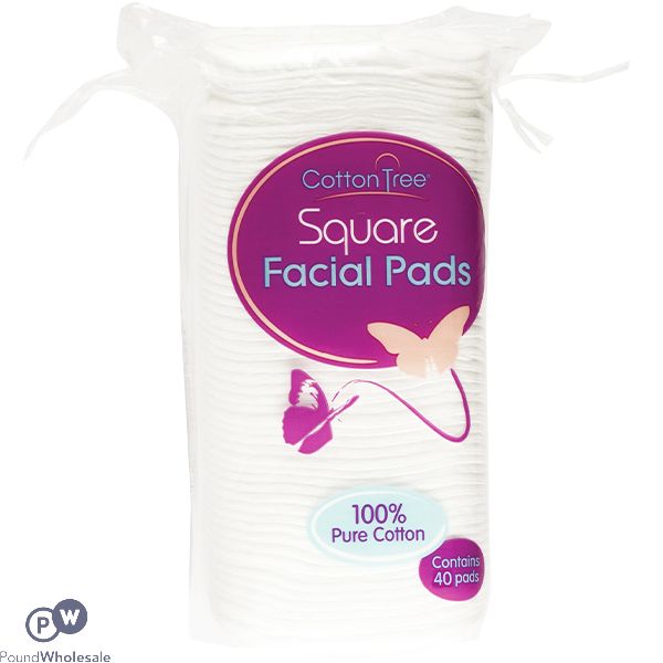 Cotton Tree 100% Cotton Square Facial Pads 40 Pads