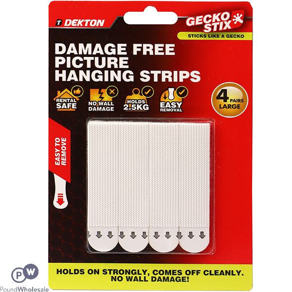 Dekton Gecko Stix Damage-free Large Picture Hanging Strips 4 Pack