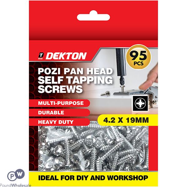 Dekton Pozi Pan Head Self Tapping Screws 4.2 X 19mm 95 Pack