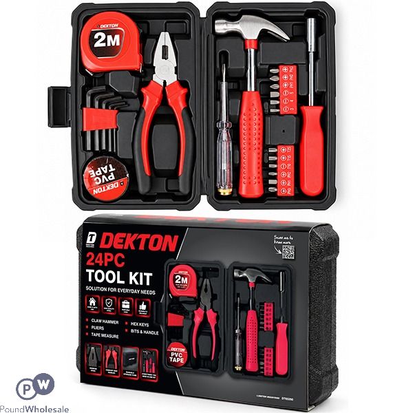Dekton Black & Red Tool Kit 24pc