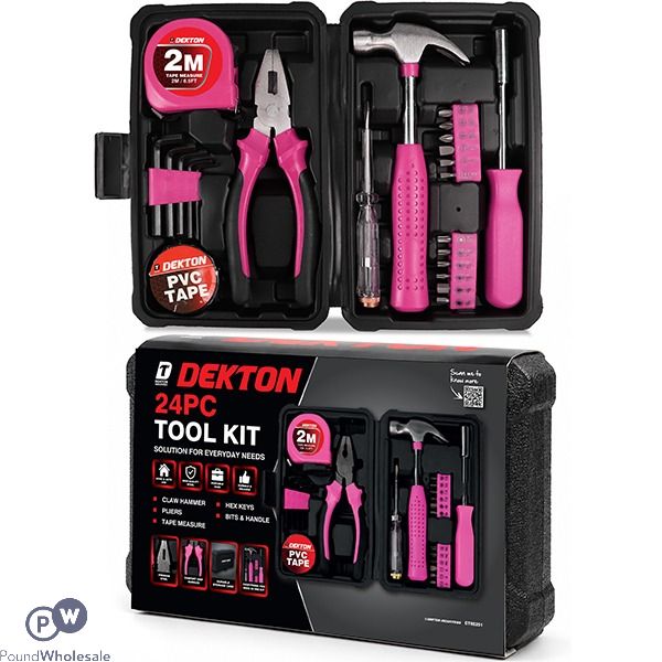 Dekton Black & Pink Tool Kit 24pc